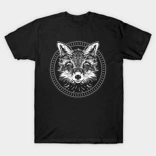 White Fox in Circle Frame T-Shirt